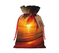 YKJJFVZ Palmera puesta sol impresión versátil cordón bolsas de regalo de Navidad, material de arpillera, bolsas de regalo de Navidad