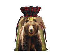 YKJJFVZ Papel pintado de oso 2 bolsas de regalo impresas con cordón, bolsas de regalo de Navidad, favores de fiesta