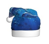 YKJJFVZ Peces submarinos del océano azul 1 impresión sombrero de Santa Claus, Sombrero de Navidad adulto unisex, sombrero de Navidad para Año Nuevo