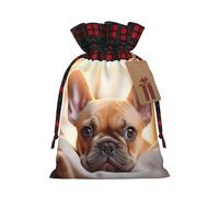 YKJJFVZ Perro animal Bulldog Francés 2 impreso cordón bolsa de regalo Bolsas de embalaje Navidad bolsas de regalo regalos festivos