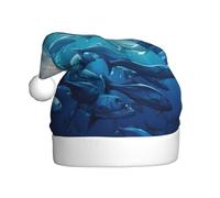 YKJJFVZ Pez submarino del océano azul 2 imprimir sombrero de Santa Claus, unisex adulto sombrero de navidad sombrero de navidad año nuevo