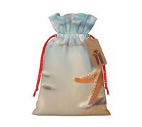 YKJJFVZ Playa estrella de mar imprimir versátil Navidad regalo Bolsas con cordón, tela de yute, bolsas de dulces