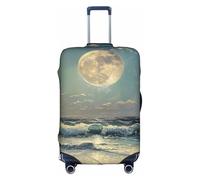 YKJJFVZ Protector de maleta con estampado de luna y mar para viajes, elegante y protector para equipaje, Blanco, M