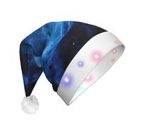 YKJJFVZ Sombrero de Navidad con estampado de galaxia azul, sombrero de Papá Noel, sombrero de Navidad clásico, para suministros de fiesta de Año Nuevo, regalos