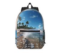 YKJJFVZ Water Rush To Tropical Beach Print Elegante Mochila, Mochila de viaje, Mochila de trabajo, Mochila ligera, Negro, Talla única, Negro, Rozmiar uniwersalny, Negro 1, Rozmiar uniwersalny