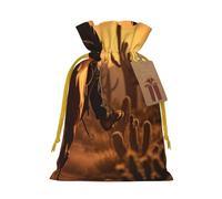 YKJJFVZ West Desert Cactus con Cowboys Riding Horses Print Medium Size Drawstring Gift Bags For Candy Wedding Favors Christmas