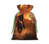 YKJJFVZ West Desert Cactus con Cowboys Riding Horses Print Medium Size Drawstring Gift Bags For Candy Wedding Favors Christmas