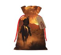 YKJJFVZ West Desert Cactus con Cowboys Riding Horses Print Medium Size Drawstring Gift Bags For Candy Wedding Favors Christmas