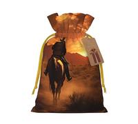 YKJJFVZ West Desert Cactus con Cowboys Riding Horses Print Medium Size Drawstring Gift Bags For Candy Wedding Favors Christmas