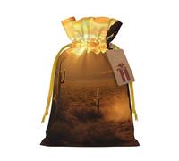 YKJJFVZ West Desert Cactus con Cowboys Riding Horses Print Medium Size Drawstring Gift Bags For Candy Wedding Favors Christmas