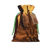 YKJJFVZ West Desert Cactus con Cowboys Riding Horses Print Medium Size Drawstring Gift Bags For Candy Wedding Favors Christmas