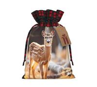 YKJJFVZ Whitetail Ciervo Ciervo Silvestre Impresión Cordón Bolsas de regalo Bolsas de regalo de Navidad Bolsos Fiesta