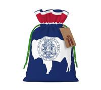 YKJJFVZ Wyoming State Flag Print - Bolsas de regalo de tamaño mediano con cordón, bolsas de joyería para caramelos, regalos de boda, Navidad