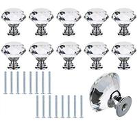 YKKJ 10 piezas Perillas de Cristal para cajones con tornillos, perillas de gabinete de cristal de aleación de zinc, para cocina o decoración del hogar (30 mm * 30 mm)