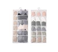 YKKJ 1Piezas Organizador de Armario Colgante Bolsa de Almacenamiento de Ropa Interior Colgante de Doble Cara, 30 Bolsillos para Ropa, Sujetadores, Ropa Interior, Calcetines, Corbatas, Bufandas