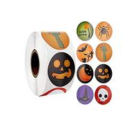 YKKJ 500 Pegatinas de Halloween Redondas Autoadhesivas Rollos de Calabaza de Halloween de Pegatinas Halloween Murciélagos Spiders Ghost Stickers de Rollo