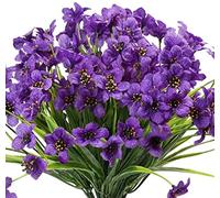 YKKJ 6 Piezas Flores Artificiales，Flor Falsa Decorativas Exterior，para Interior Exteriores Decorativas Porche Ventana jardín arbusto plastico Planta decoración（Violeta）.