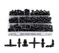Yklhsocneg Kit de conectores de púas para riego por , 4 mm, accesorios de riego por , color negro para huerto, jardín, césped, maceta