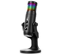 Yklhsocneg Micrófono de grabación de computadora móvil RGB Dinámico Efecto de Luz Micrófono de computadora Grabación en Micrófono de