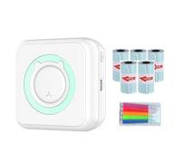 Yklhsocneg Mini impresora térmica inalámbrica Bluetooth impresora multifuncional impresora de etiquetas con papel autoadhesivo+bolígrafo de color azul