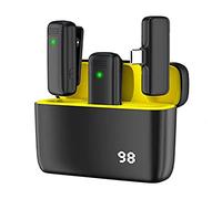 Yklhsocneg Mini micrófono negro para Android con estuche de carga, Plug and Play, sincronización automática, cancelación de ruido