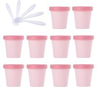 YKMYXZ, 10 PC 50 ml Máscara rosa Tazón for mezclar Frascos de almacenamiento de plástico vacíos 50 g con revestimiento interior for almacenamiento Cuerpo Mano Crema facial Loción Gel 5X Espátula(Roze,