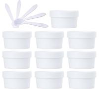 YKMYXZ, 10 PC 50 ml Máscara rosa Tazón for mezclar Frascos de almacenamiento de plástico vacíos 50 g con revestimiento interior for almacenamiento Cuerpo Mano Crema facial Loción Gel 5X Espátula(Bianc
