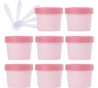 YKMYXZ, 10 PC 50 ml Máscara rosa Tazón for mezclar Frascos de almacenamiento de plástico vacíos 50 g con revestimiento interior for almacenamiento Cuerpo Mano Crema facial Loción Gel 5X Espátula(Roze,