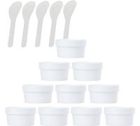 YKMYXZ, 10 PC 50 ml Máscara rosa Tazón for mezclar Frascos de almacenamiento de plástico vacíos 50 g con revestimiento interior for almacenamiento Cuerpo Mano Crema facial Loción Gel 5X Espátula(Svart