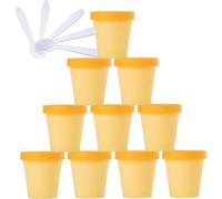 YKMYXZ, 10 PC 50 ml Máscara rosa Tazón for mezclar Frascos de almacenamiento de plástico vacíos 50 g con revestimiento interior for almacenamiento Cuerpo Mano Crema facial Loción Gel 5X Espátula(Geel,