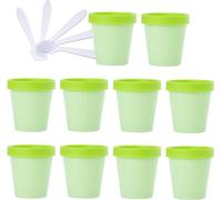 YKMYXZ, 10 PC 50 ml Máscara rosa Tazón for mezclar Frascos de almacenamiento de plástico vacíos 50 g con revestimiento interior for almacenamiento Cuerpo Mano Crema facial Loción Gel 5X Espátula(Groen