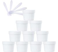 YKMYXZ, 10 PC 50 ml Máscara rosa Tazón for mezclar Frascos de almacenamiento de plástico vacíos 50 g con revestimiento interior for almacenamiento Cuerpo Mano Crema facial Loción Gel 5X Espátula(Bianc