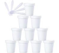 YKMYXZ, 10 PC 50 ml Máscara rosa Tazón for mezclar Frascos de almacenamiento de plástico vacíos 50 g con revestimiento interior for almacenamiento Cuerpo Mano Crema facial Loción Gel 5X Espátula(Bianc