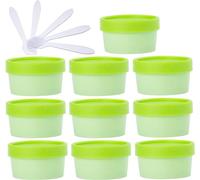 YKMYXZ, 10 PC 50 ml Máscara rosa Tazón for mezclar Frascos de almacenamiento de plástico vacíos 50 g con revestimiento interior for almacenamiento Cuerpo Mano Crema facial Loción Gel 5X Espátula(Groen