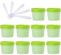 YKMYXZ, 10 PC 50 ml Máscara rosa Tazón for mezclar Frascos de almacenamiento de plástico vacíos 50 g con revestimiento interior for almacenamiento Cuerpo Mano Crema facial Loción Gel 5X Espátula(Groen