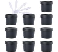 YKMYXZ, 10 PC 50 ml Máscara rosa Tazón for mezclar Frascos de almacenamiento de plástico vacíos 50 g con revestimiento interior for almacenamiento Cuerpo Mano Crema facial Loción Gel 5X Espátula(Svart