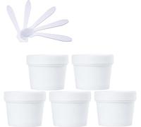 YKMYXZ, 5 PC 200 ml Máscara rosa Tazón for mezclar Frascos de almacenamiento de plástico vacíos 200 g con revestimiento interior for almacenamiento Cuerpo Mano Crema facial Loción Gel 5X Espátula(Bian