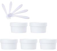 YKMYXZ, 5 PC 200 ml Máscara rosa Tazón for mezclar Frascos de almacenamiento de plástico vacíos 200 g con revestimiento interior for almacenamiento Cuerpo Mano Crema facial Loción Gel 5X Espátula(Bian