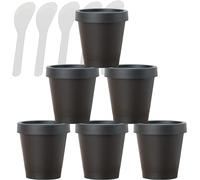 YKMYXZ, 6 tarros de plástico vacíos de Boca Ancha for mascarilla Facial Rosa de 200 ml, Recipiente cosmético a Prueba de Fugas de 200 g con Tapas con espátula de 6 Piezas