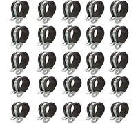 YKMYXZ, Abrazaderas de manguera de acero inoxidable 304 con amortiguación de goma, 30 unidades, abrazaderas en U, kit de abrazaderas de cable de metal, clips en P(55mm)