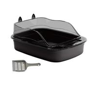 YKMYXZ bandeja sanitaria Caja de arena for gatos, inodoro for gatos, caja de arena antisalpicaduras for gatos con lavabo de arena for gatos de lado alto, bandeja grande for arena for gatos,(Black)