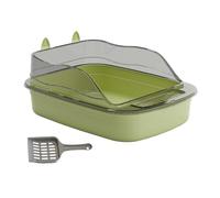 YKMYXZ Bandeja Sanitaria Caja de Arena for Gatos, Inodoro for Gatos, Caja de Arena antisalpicaduras for Gatos con Lavabo de Arena for Gatos de Lado Alto, Bandeja Grande for Arena for Gatos,(Green)