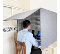 YKMYXZ， Cabina vocal portátil, equipo de grabación de sonido, micrófono de espuma tipo cubo, ideal for estudio de música, dormitorio y hogar.(Gris)