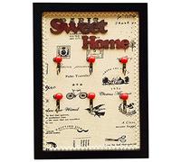 YKMYXZ, Caja de Llaves Decorativa de Pared Estilo Retro Americano con Marco de Madera for gestión de Llaves, decoración Colgante de Pared for Entrada, Caja de Llaves(Black a)