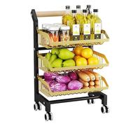 YKMYXZ, Carrito Organizador Independiente con Ruedas for Frutas y Verduras de 3, 4 o 5 Niveles, con Rejilla de Alambre Ajustable, for despensa, Oficina y Tienda.(3 Layer/42x32x69cm)