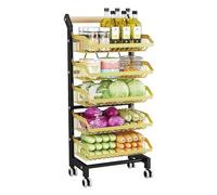 YKMYXZ, Carrito Organizador Independiente con Ruedas for Frutas y Verduras de 3, 4 o 5 Niveles, con Rejilla de Alambre Ajustable, for despensa, Oficina y Tienda.(5 Layer/42x32x105cm)