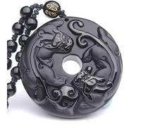 YKMYXZ, Certificado de collar de hombres y mujeres con hebilla de seguridad con colgante de obsidiana natural
