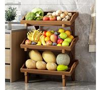 YKMYXZ, Cesta de Madera Independiente for almacenar Frutas y Verduras con barandilla, Desmontable for el hogar, la Cocina y la despensa.(B,(3 Tier) 50cm/19.7in W)
