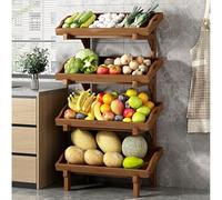 YKMYXZ, Cesta de Madera Independiente for almacenar Frutas y Verduras con barandilla, Desmontable for el hogar, la Cocina y la despensa.(B,(4 Tier) 50cm/19.7in W)