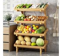 YKMYXZ, Cesta de Madera Independiente for almacenar Frutas y Verduras con barandilla, Desmontable for el hogar, la Cocina y la despensa.(Ligjt Grey,(4 Tier) 66cm/26in W)